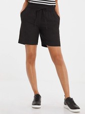 Capsule Shorts BLACK Linen Blend Easy Care Plus Sizes 16 18 22 26