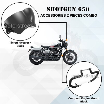 Royal Enfield Shotgun 650 Zubehör Fliegengitter und kompakter Motorschutz
