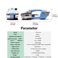 4000mAh Rechargeable Baler PET/PP Belt Packer Hot-melt Strapping Binding Machine
