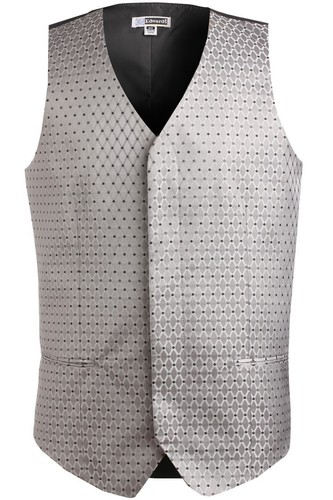 Men's Brocade Dress Vest Silver, Formal Waste Coat Suit 2XL - Picture 9 of 18