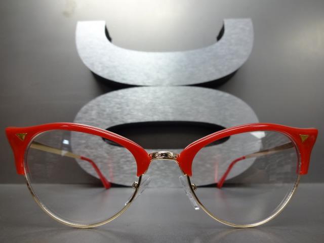 Classy Elegant 60's Retro Cat Eye Style Clear Lens EYE GLASSES Red