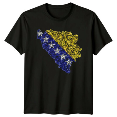 Bosnien Herzegowina Karte Kunst Reise Herren T-Shirt Damen Tee Grafik Unisex Top