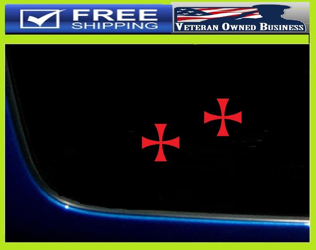 Maltese Cross Shield Sticker Decal - Crusader/Templar Knight Design For Car, Bike