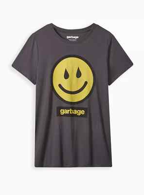 Torrid Garbage Happy When It Rains Cotton Crew Tee Gray 00 M L 10 #A99758