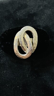 Vintage Bent Larsen Design Tin Hammered Ring. Size 8 Adjustable.
