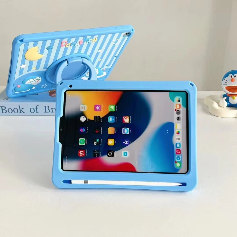 NEW Doraemon Silicone Handle Kid Case Cover For iPad Air Pro 11 inch M2 M4 2024 - Image 2 of 4