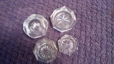 4 Vintage Clear Pressed Glass Salt Cellars All Different Patterns