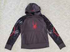 Spyder Medium 10-12 Youth Boy Gray Black Spider Robot Pullover Athletic Hoodie