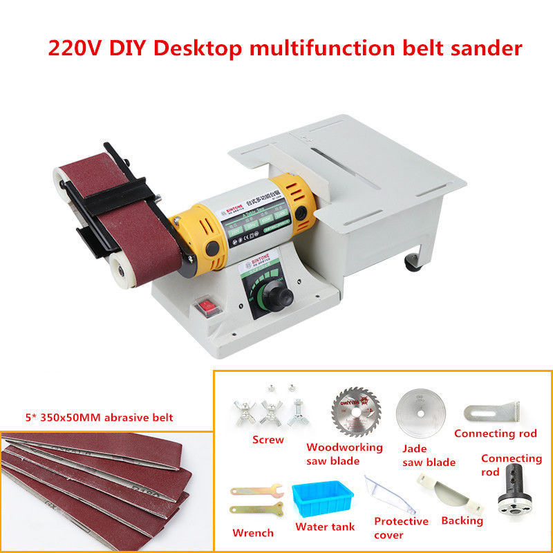 220V DIY Belt Sander Jade Table Saw Woodworking Cutting Machine Knife Sharpener