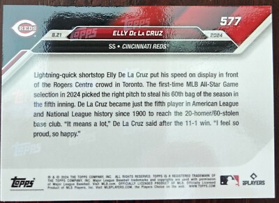 ELLY DE LA CRUZ RC 20/60 CLUB 2024 TOPPS NOW CARD 577 | eBay