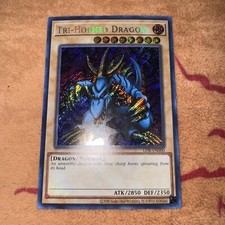 🔥 YUGIOH Tri-Horned Dragon LOB-EN000 SECRET RARE NEAR MINT LEGEND OF BLUE-EYES