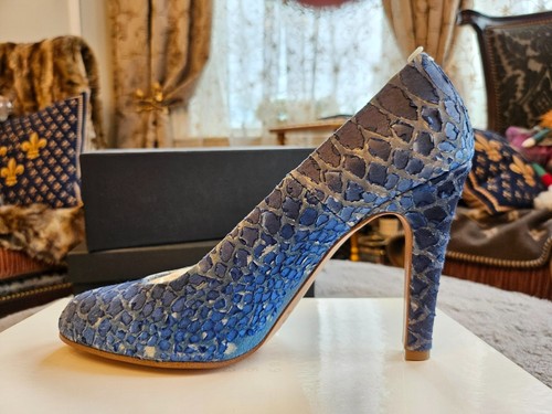 $1.4K MAISON MARGIELA Blue Snake Distressed Look Pumps, size 40 IT, fits US 9 - Picture 6 of 22