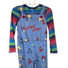 Good Guys Chucky Striped Long Sleeve Overalls Costume Youth L 10/12
