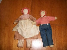 Vintage 11" Handmade Primitive Folk Art Rag Dolls