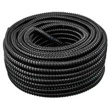 1" x 100' Black, Flexible PVC Split Corrugated Tubing, Wire Loom – UV Rated