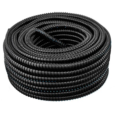 1'' x 100' Black, Flexible PVC Split Corrugated Tubing, Wire Loom   UV Rated