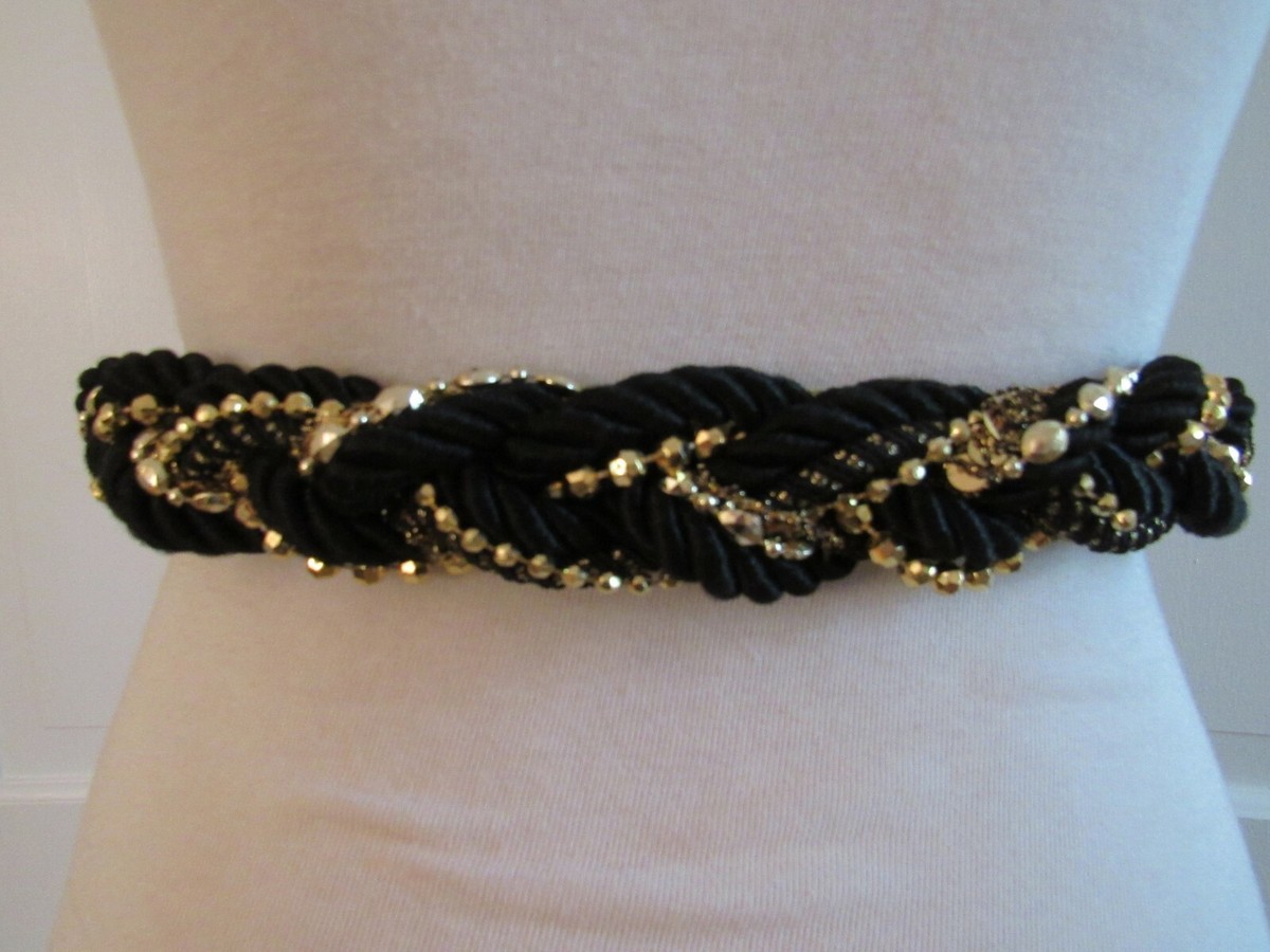 Vintage” Black and Gold Twisted Belt - One Size | eBay display picture 1