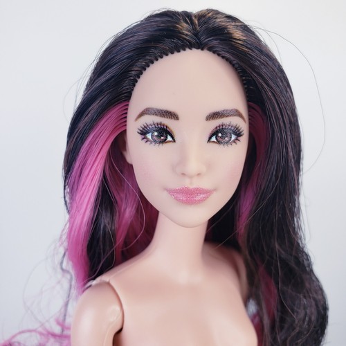 Mattel Barbie Fashionista #214 Black & Pink Long Hair Nude Doll