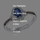 Le Vian 14K White Gold Cocktail Ring 0.686 cts Ceylon Sapphire Diamond Size 9 — photo 2