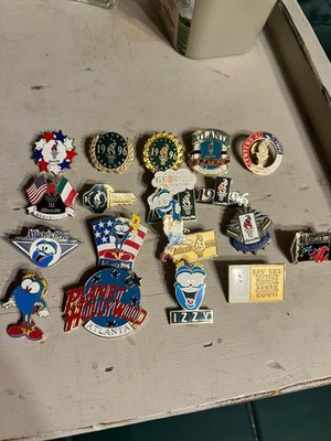 Lot of 1996 Atlanta Olympic Games and Izzy Mascot Lapel Pins Collectible
