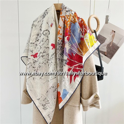 Sallys Boutique 70% Cashmere 30% Silk Wrap Scarf Nature Print Stole Shawl 53" - Picture 24 of 31