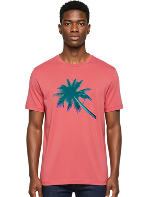 Palm-Tree-And-Scissors Mens Graphic Tee, 100% Cotton, Casual Summer Wear