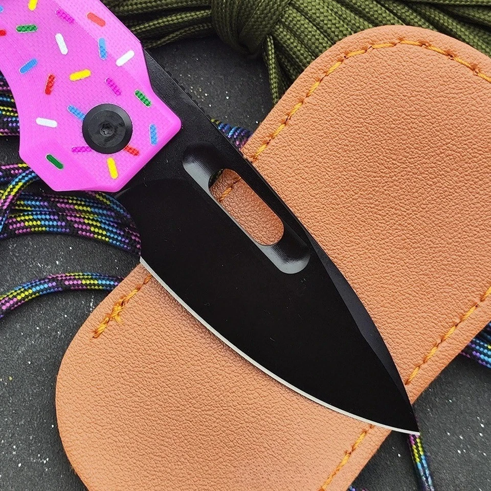 Pink Donut Folding Knife D2 Steel Blade & G10 Handle Funny EDC Gift - Image 4 of 4