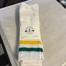 Pack Of 3 Pairs Yacht & Smith Men's White Striped Tube Socks Size 10-13