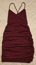 Windsor Women's Sparkle Glitter Red Burgundy Dress Size Small Lace-up Mini Dress