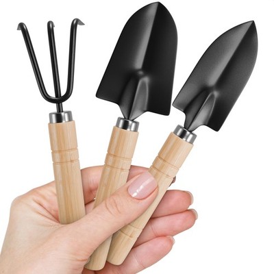 3 Pcs Small Garden Tools for Gardening   Planting Black, Light Brown 