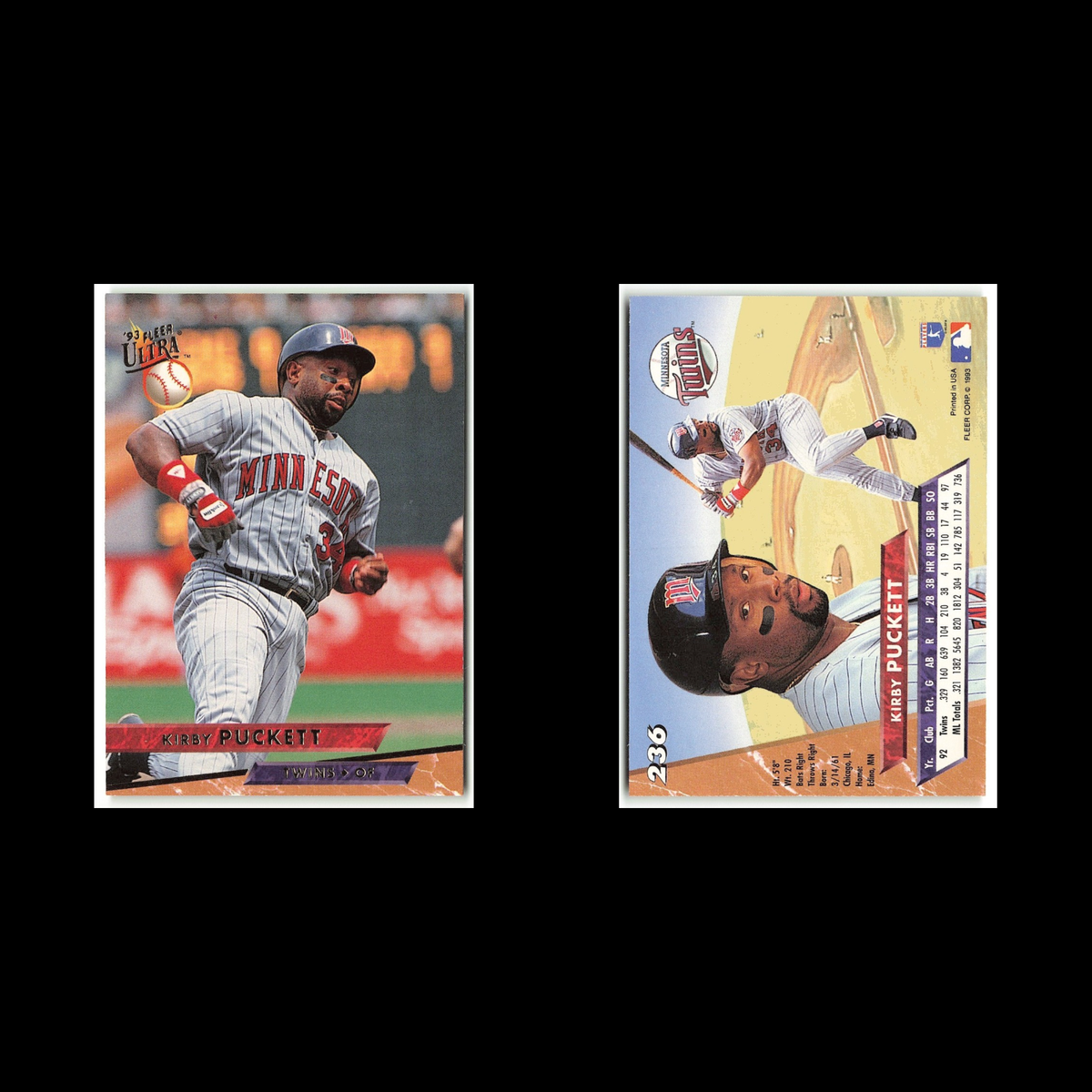 Kirby Puckett #236 1993 Fleer Ultra Minnesota Twins Baseball Card