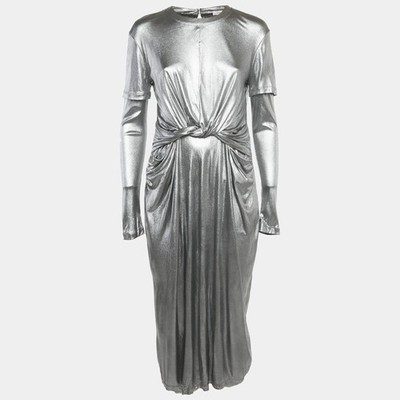Loewe Silver Jersey Draped CutOut Maxi Dress S