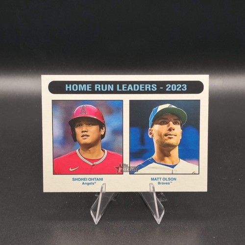 2024 Topps Heritage #307 Home Run Ldrs 2023 Shohei Ohtani Matt Olson White Brdr