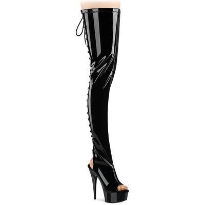 Pleaser 6'' Heel 1'' Pf Back Lace Stretch Crotch Boots Adult Women Delight/4017