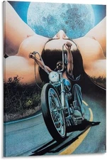 David Mann Motorcycle Art Poster – Wall Art Print, 24x36 Inch
