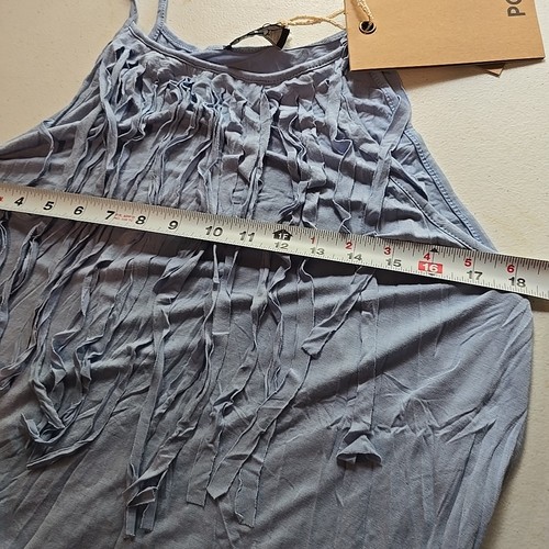Pol Tank Top Size Small Blue Strap Fringe Boho Western Stretch Loose - Picture 5 of 8