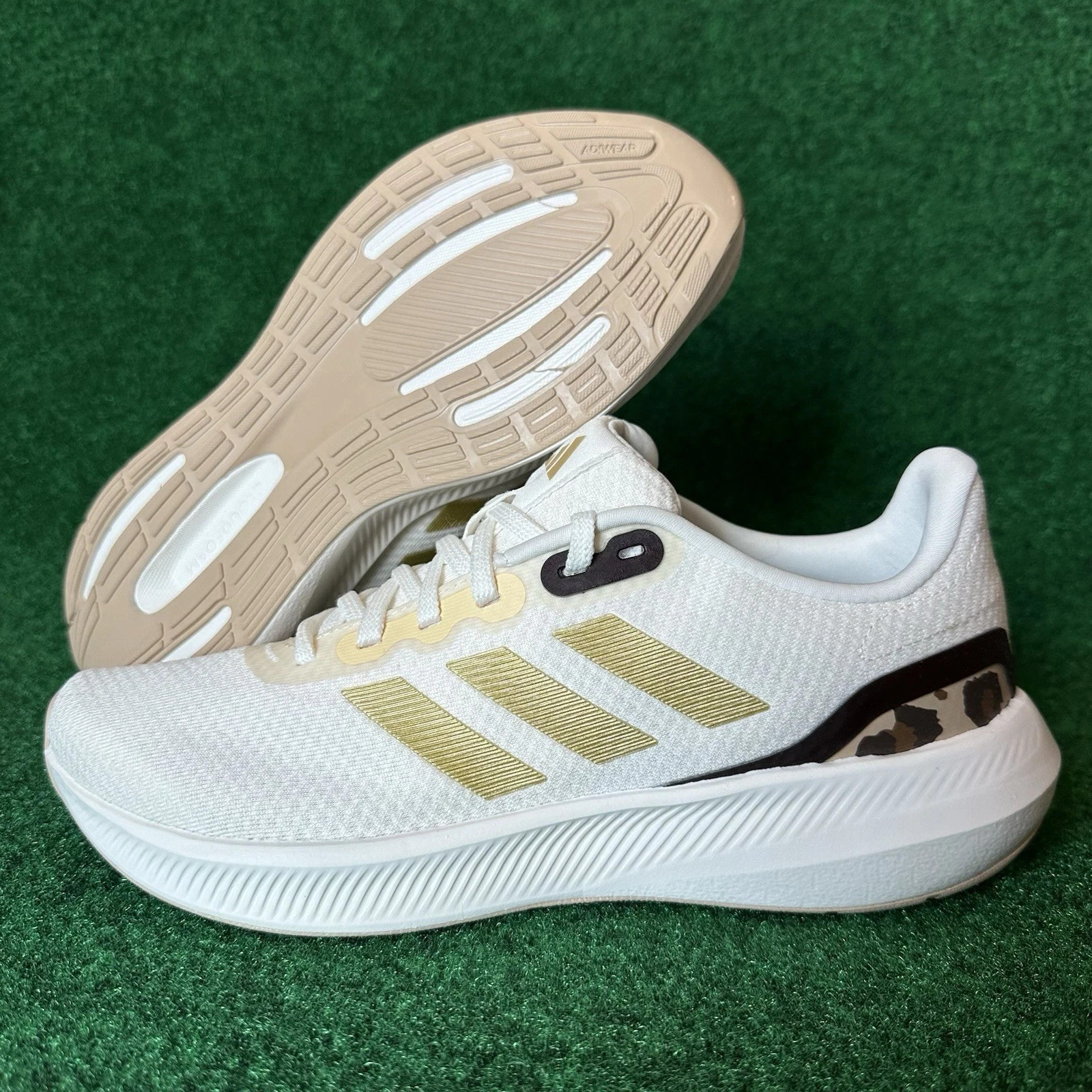 Adidas Womens Size 6 White Gold Leopard Runfalcon 3.0 Running Shoes IE0751 NEW Adidas Womens Size 6 White Gold Leopard Runfalcon 3.0 Running Shoes IE0751 NEW
