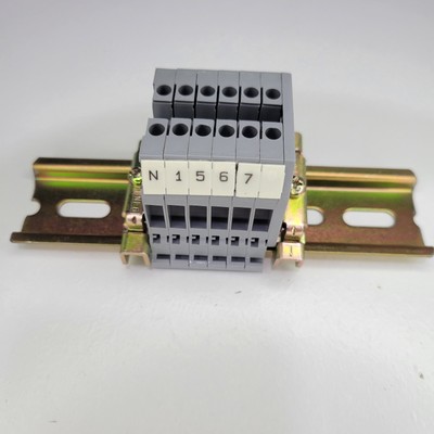 (6) Entretec M 4/6 Terminal Block With Omega Din Rail Strip 5-1/2''  Long