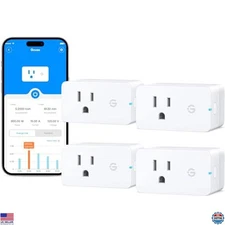 Smart WiFi Plug with Energy Monitoring, & Google Assistant, 4 Pack