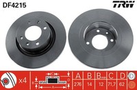 2X Bremsscheibe TRW DF4215 FüR CitroËN C5 2 Break 1 Hdi RC8HZB RE9HYB RE9HZB 16V