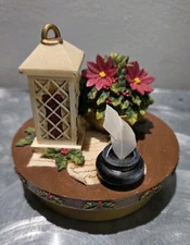 Vintage Our America Yankee Candle Jar Topper Christmas Lantern Poinsettia Holly