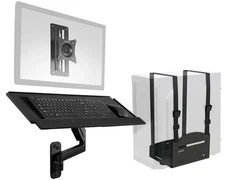VIVO Sit-Stand Single Monitor Mount, Keyboard Tray, and PC Wall Mount Kit