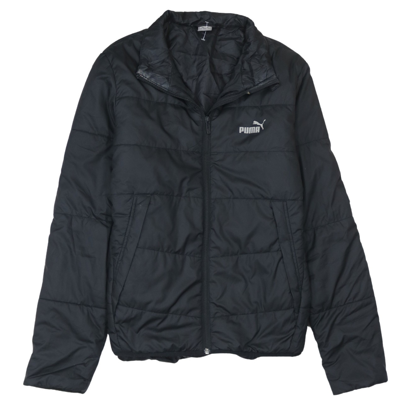 Puma Womens Puffer Jacket Black Lightweight Quilted Full Zip Pockets Coat XXL