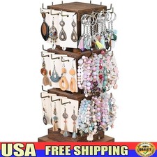 Rotating Jewelry Display Tower W/ 36 Hooks Earrings Bracelets Keychains New
