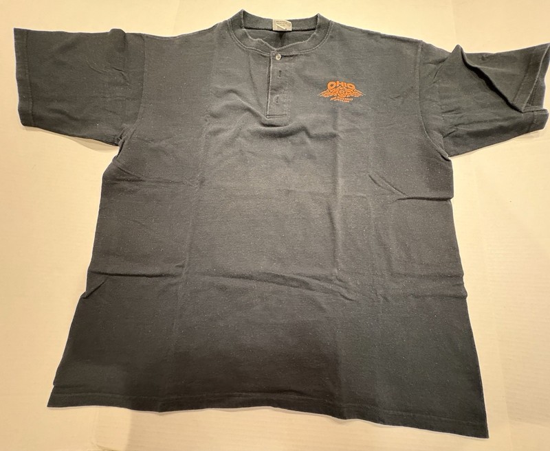 Mens Vintage Black Short Sleeve Henley Harley Owners Group 2005 Dayton XL
