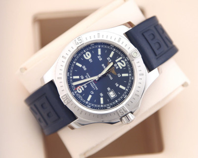 Breitling Colt 44 Chronometer Herrenuhr Stahl Blau Kautschuk mit Papieren 2015