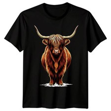 Highland Cow Animals Mens T-Shirt Womens Tee Graphic Unisex Tee