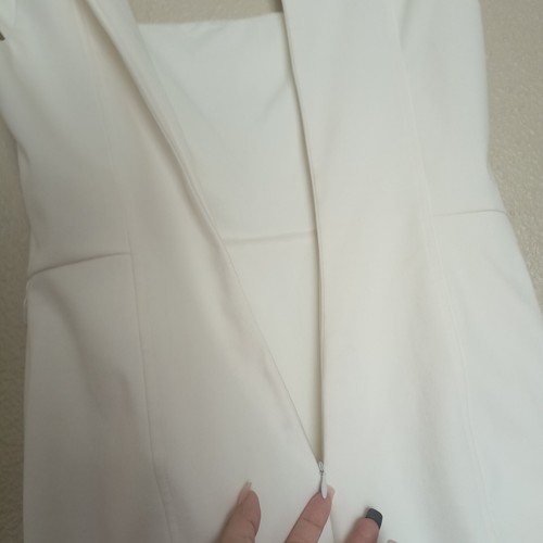 Abito classico WHBM bianco cocktail o ufficio taglia 10 maniche ad aletta con fodera elastica - Foto 9 di 12