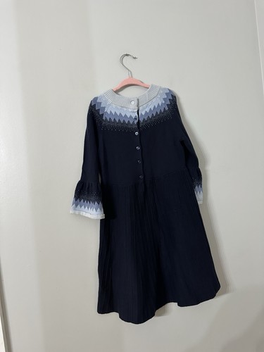 Janie And Jack Fair Isle Pulloverkleid dunkelmarineblau Größe 6 - Bild 4 von 5
