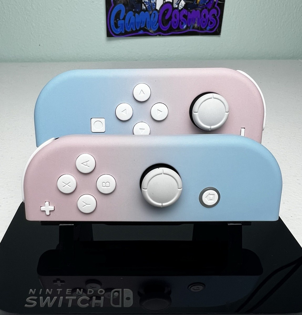 Two-tone Pastel - Sakura Pink & Baby Blue - Custom Joycons for